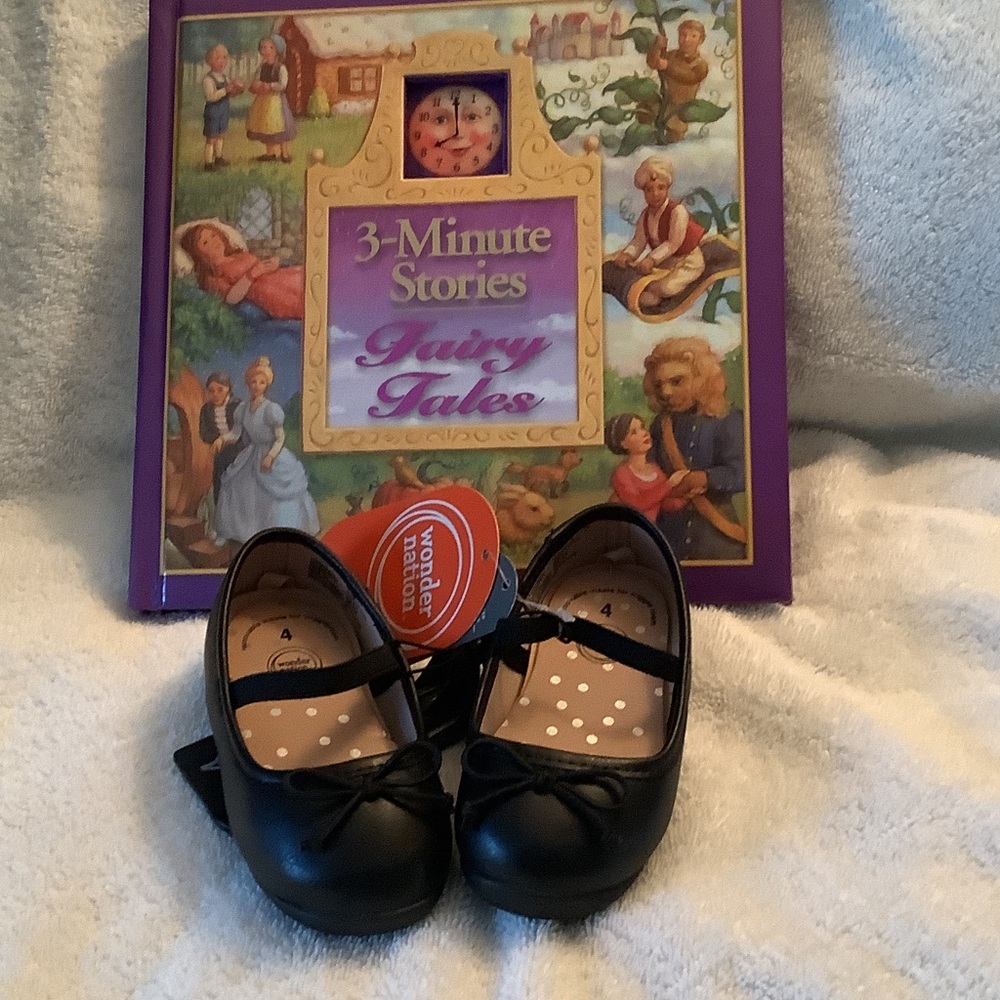 wonder nation Black Girls' Mary Jane Dress Shoes with Bow